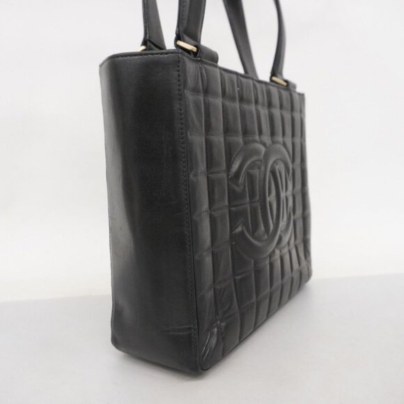 Authentic CHANEL Vintage Lambskin Quilted Chocolate Bar Tote Black Purse - Picture 4 of 11
